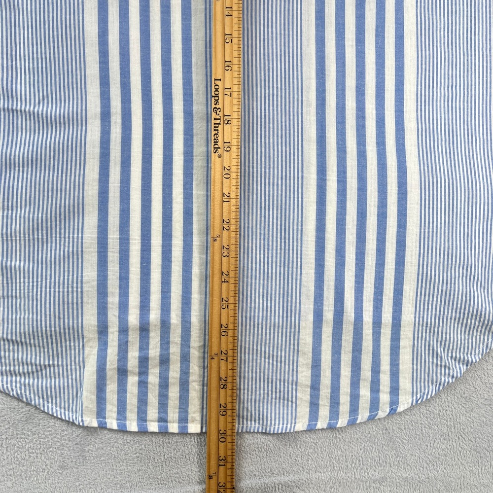 Eden & Olivia Blue White Striped Button Up Shirt 3X Roll Tab Coastal Preppy Boho - Picture 9 of 10